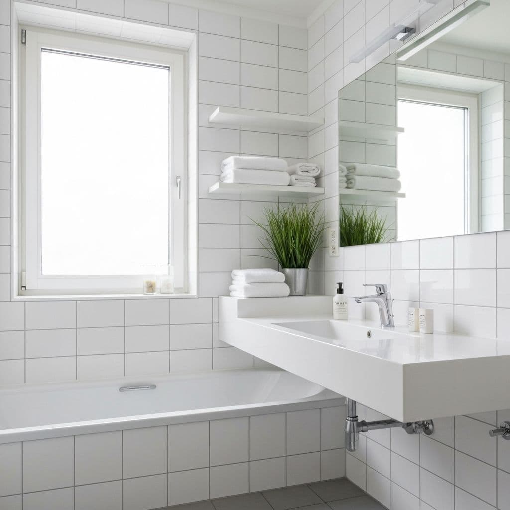 Professionellt rengjort badrum i Stockholm — resultat av grundlig städning